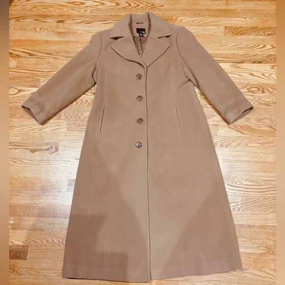 East 5th Womens Long Length Camel Colored Wool Coat sz L - Picture 1 of 9